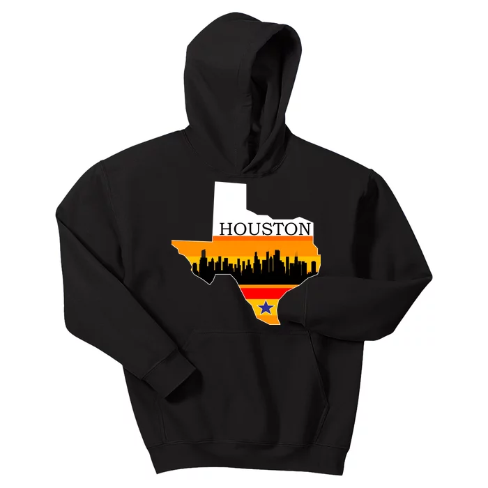 Retro Houston Texas Baseball Throwback Kids Hoodie