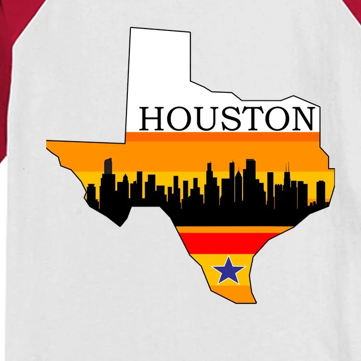 Retro Houston Texas Baseball Throwback Kids Colorblock Raglan Jersey