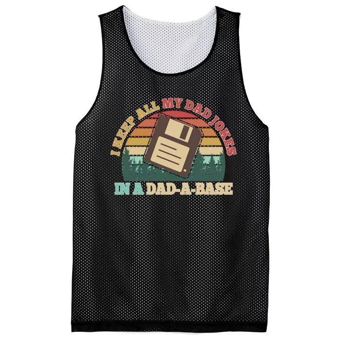 Retro I Keep All My Dad Jokes In A Dad A Base Mesh Reversible Basketball Jersey Tank