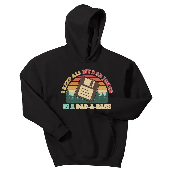 Retro I Keep All My Dad Jokes In A Dad A Base Kids Hoodie