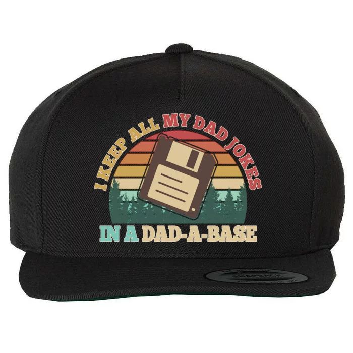 Retro I Keep All My Dad Jokes In A Dad A Base Wool Snapback Cap