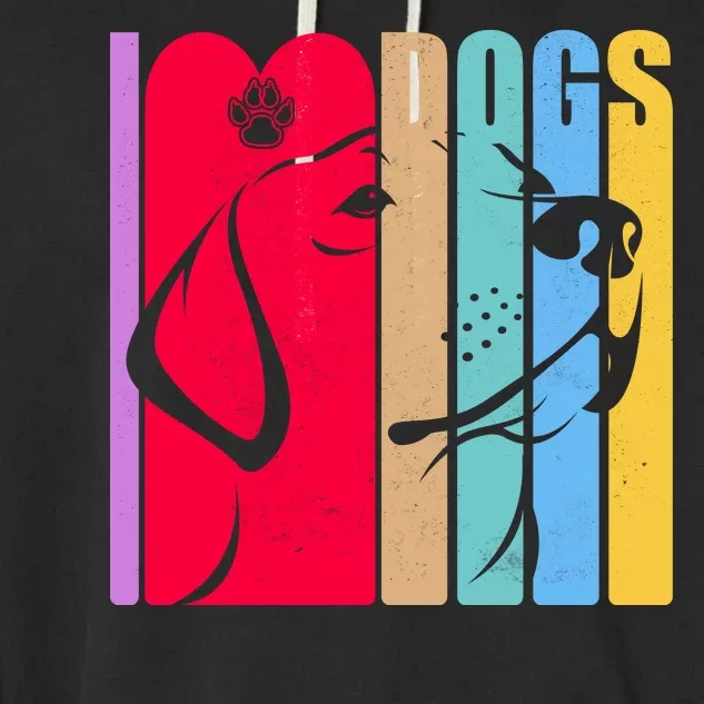 Retro I Love Dogs Garment-Dyed Fleece Hoodie