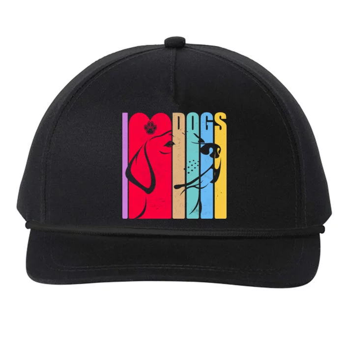 Retro I Love Dogs Snapback Five-Panel Rope Hat