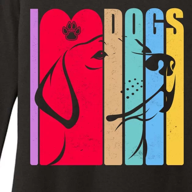 Retro I Love Dogs Womens CVC Long Sleeve Shirt