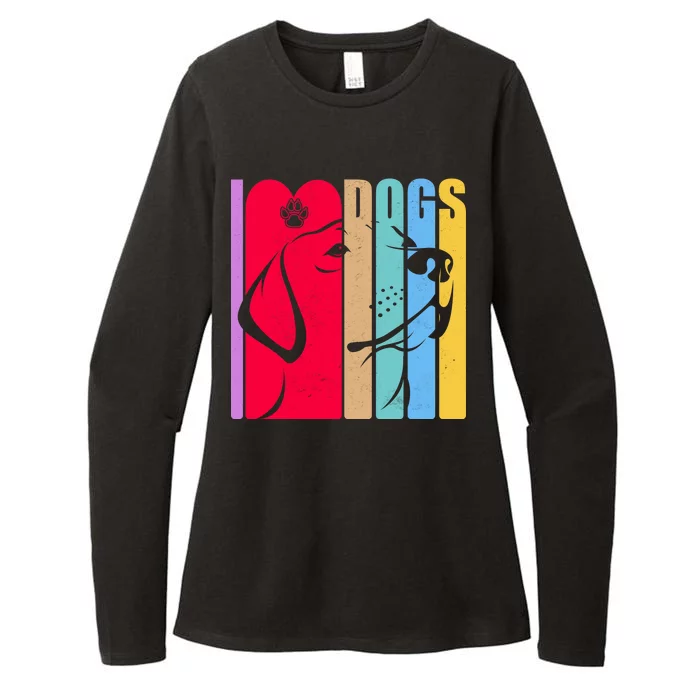 Retro I Love Dogs Womens CVC Long Sleeve Shirt