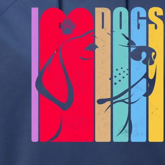 Retro I Love Dogs Performance Fleece Hoodie