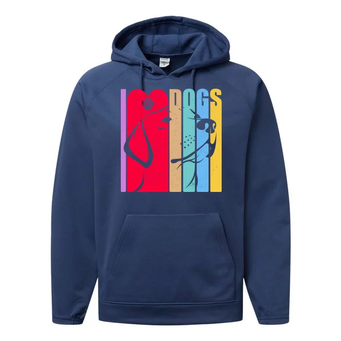 Retro I Love Dogs Performance Fleece Hoodie