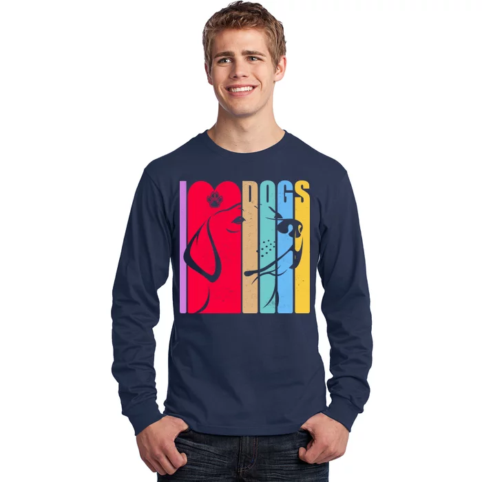 Retro I Love Dogs Long Sleeve Shirt