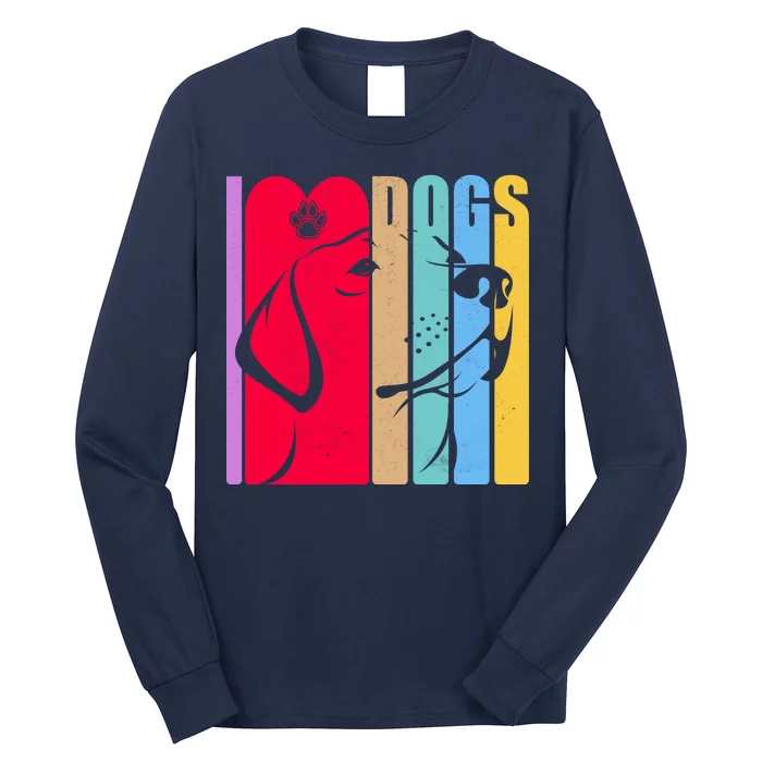 Retro I Love Dogs Long Sleeve Shirt