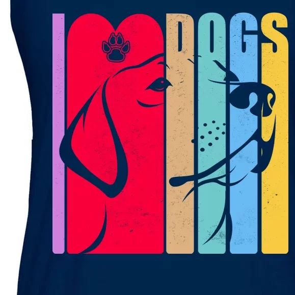 Retro I Love Dogs Ladies Essential Flowy Tank