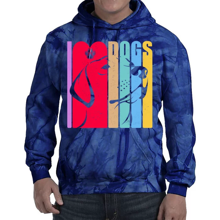 Retro I Love Dogs Tie Dye Hoodie