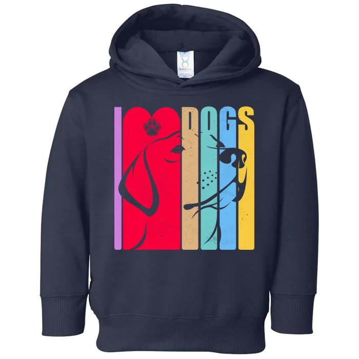 Retro I Love Dogs Toddler Hoodie