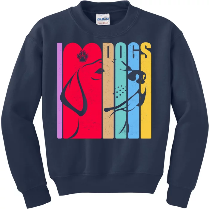 Retro I Love Dogs Kids Sweatshirt