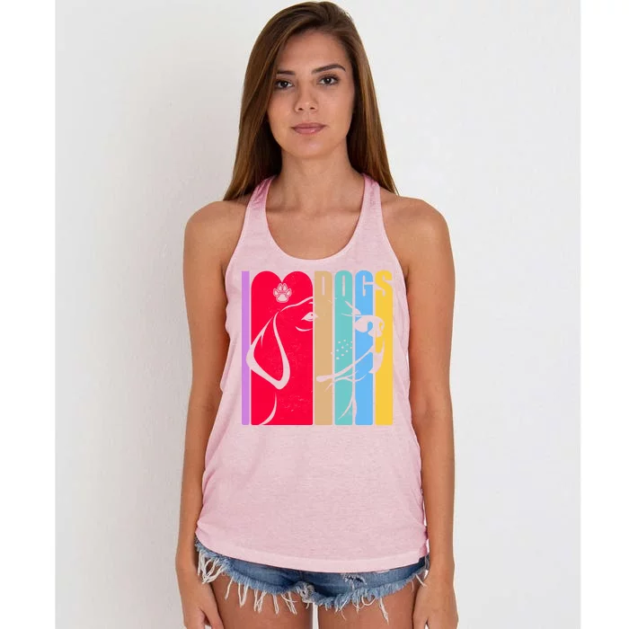 Retro I Love Dogs Women's Knotted Racerback Tank