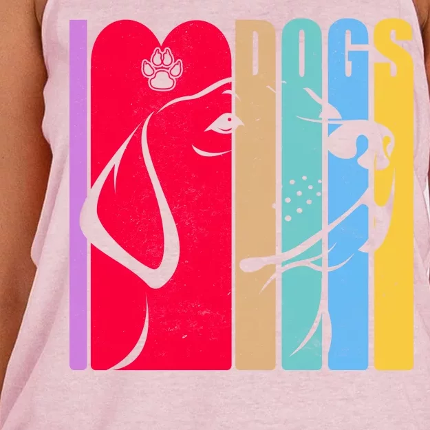 Retro I Love Dogs Women's Knotted Racerback Tank