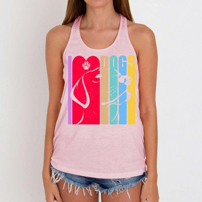 Retro I Love Dogs Women's Knotted Racerback Tank