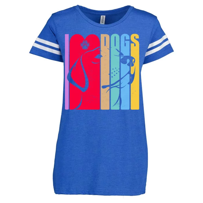 Retro I Love Dogs Enza Ladies Jersey Football T-Shirt