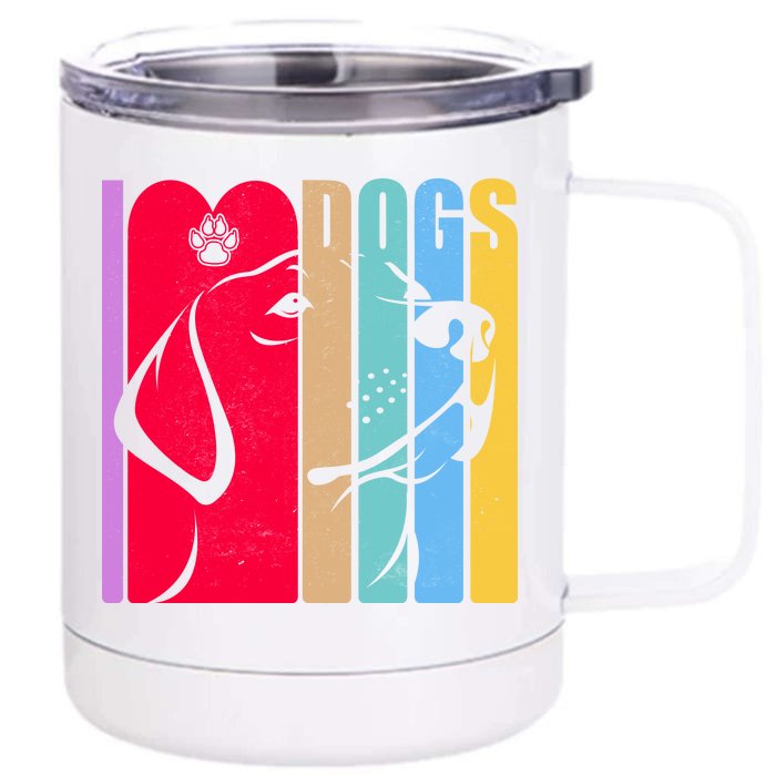 Retro I Love Dogs Front & Back 12oz Stainless Steel Tumbler Cup