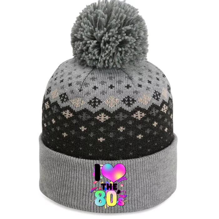 Retro I Love The 80's The Baniff Cuffed Pom Beanie