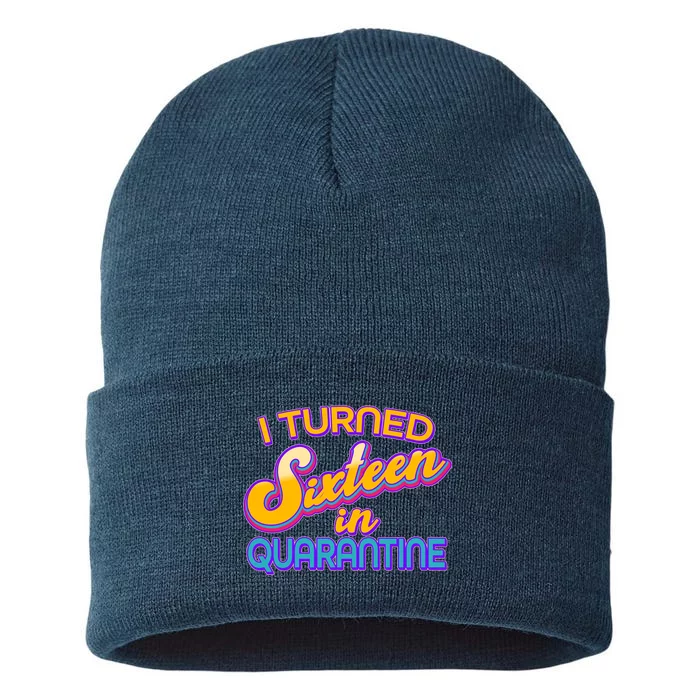 Retro I Turned Sixteen In Quarantine Sustainable Knit Beanie