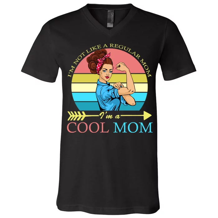 Retro I'm Not A Regular Mom I'm A Cool Mom V-Neck T-Shirt