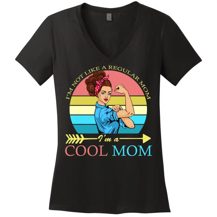 Retro I'm Not A Regular Mom I'm A Cool Mom Women's V-Neck T-Shirt