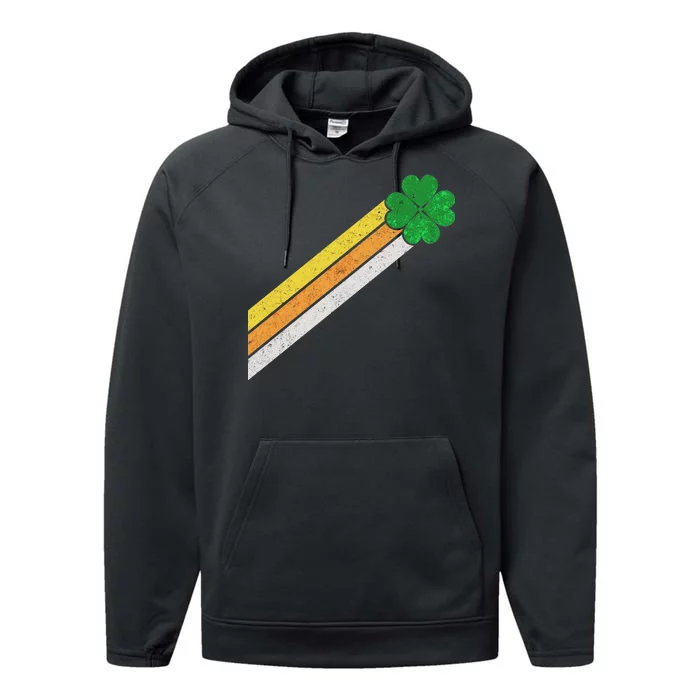 Retro Irish Clover Comet Performance Fleece Hoodie