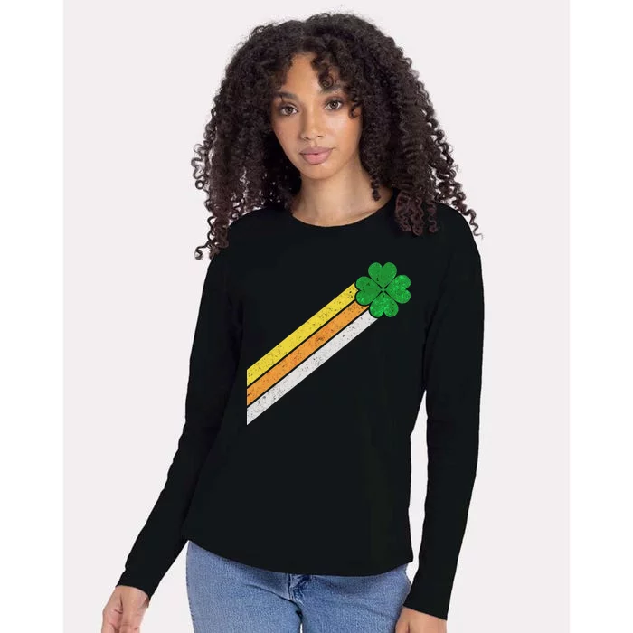 Retro Irish Clover Comet Womens Cotton Relaxed Long Sleeve T-Shirt