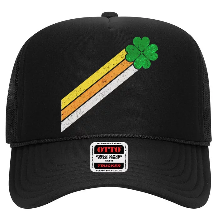 Retro Irish Clover Comet High Crown Mesh Trucker Hat