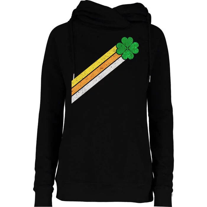 Retro Irish Clover Comet Womens Funnel Neck Pullover Hood