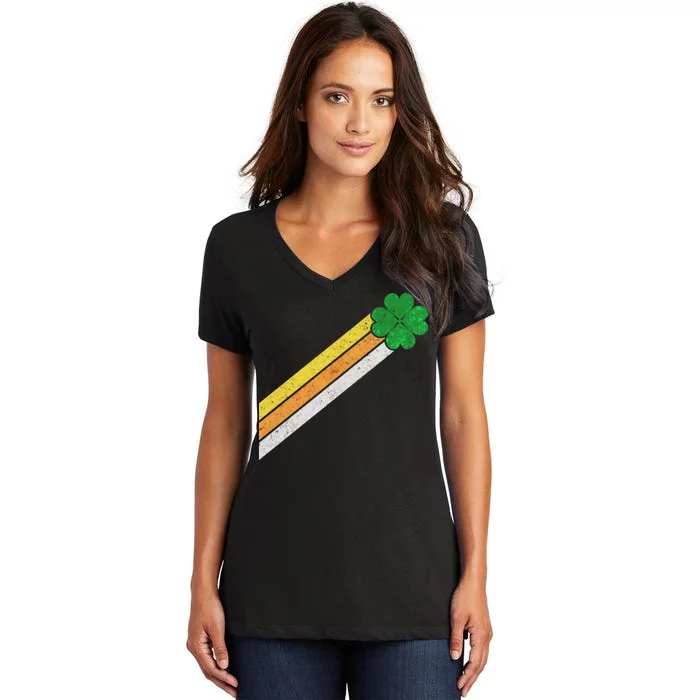 Retro Irish Clover Comet Women's V-Neck T-Shirt