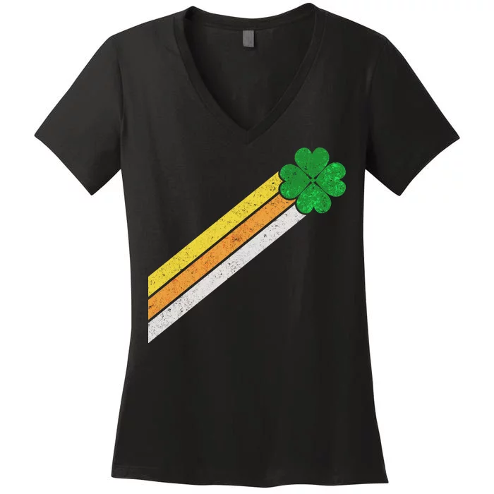 Retro Irish Clover Comet Women's V-Neck T-Shirt