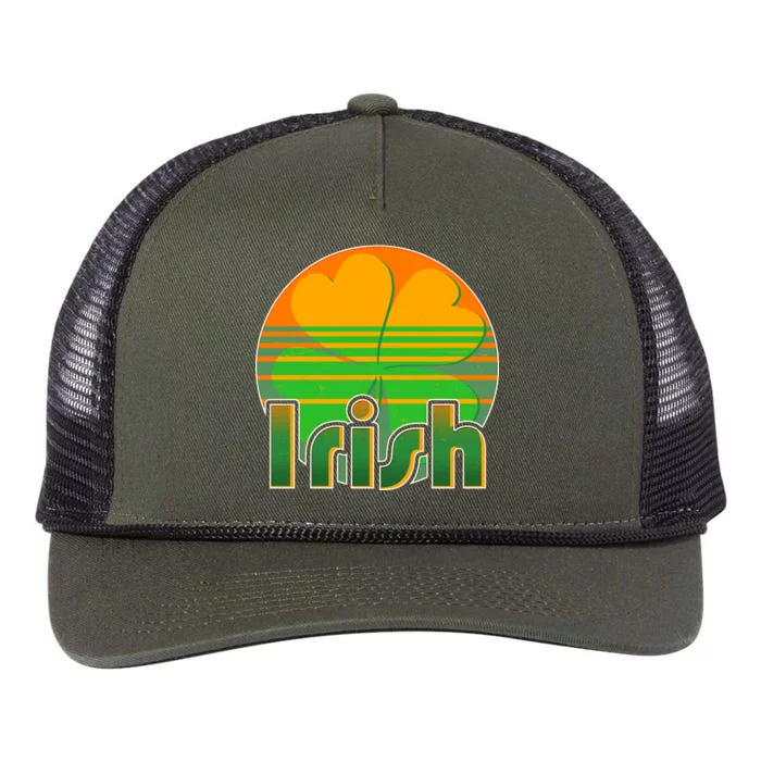 Retro Irish Shamrock Emblem Retro Rope Trucker Hat Cap