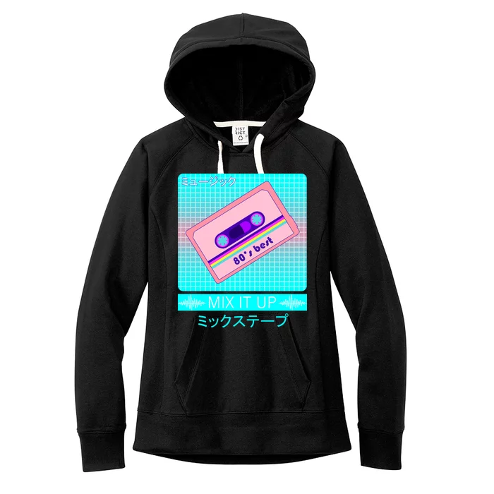 Retro Japanese Vaporwave Mix Tape Women's Fleece Hoodie