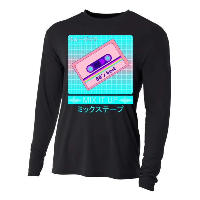 Retro Japanese Vaporwave Mix Tape Cooling Performance Long Sleeve Crew