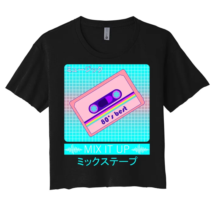 Retro Japanese Vaporwave Mix Tape Women's Crop Top Tee