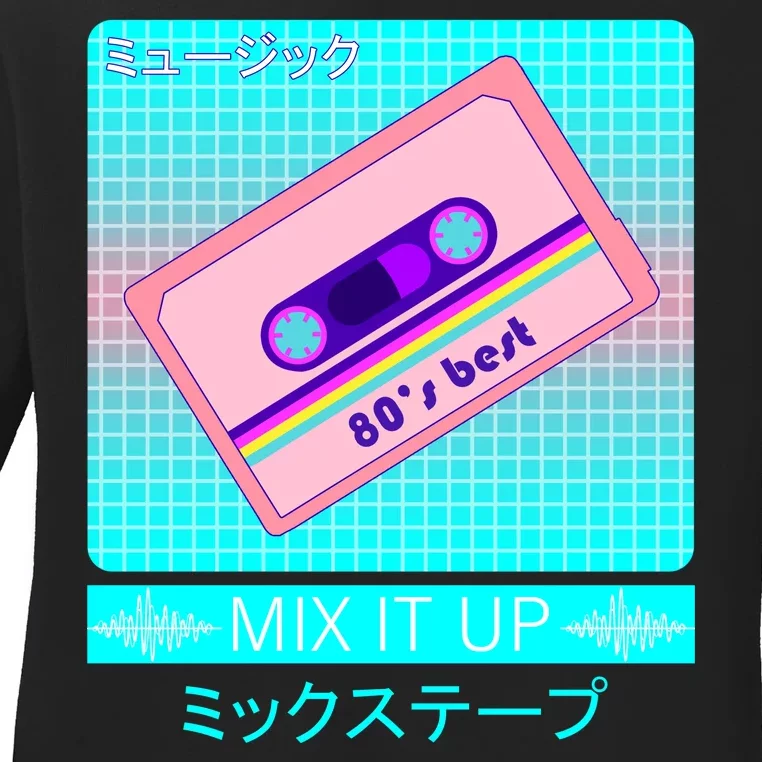 Retro Japanese Vaporwave Mix Tape Ladies Long Sleeve Shirt