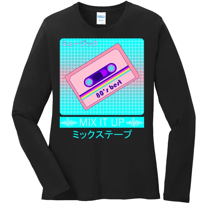 Retro Japanese Vaporwave Mix Tape Ladies Long Sleeve Shirt