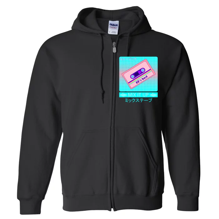 Retro Japanese Vaporwave Mix Tape Full Zip Hoodie