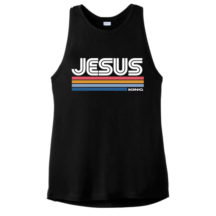 Retro Jesus King Ladies Tri-Blend Wicking Tank