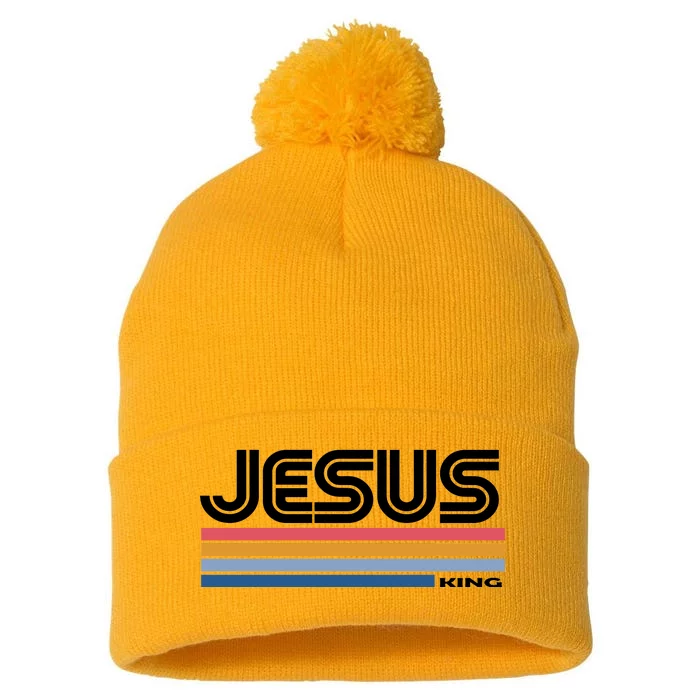 Retro Jesus King Pom Pom 12in Knit Beanie