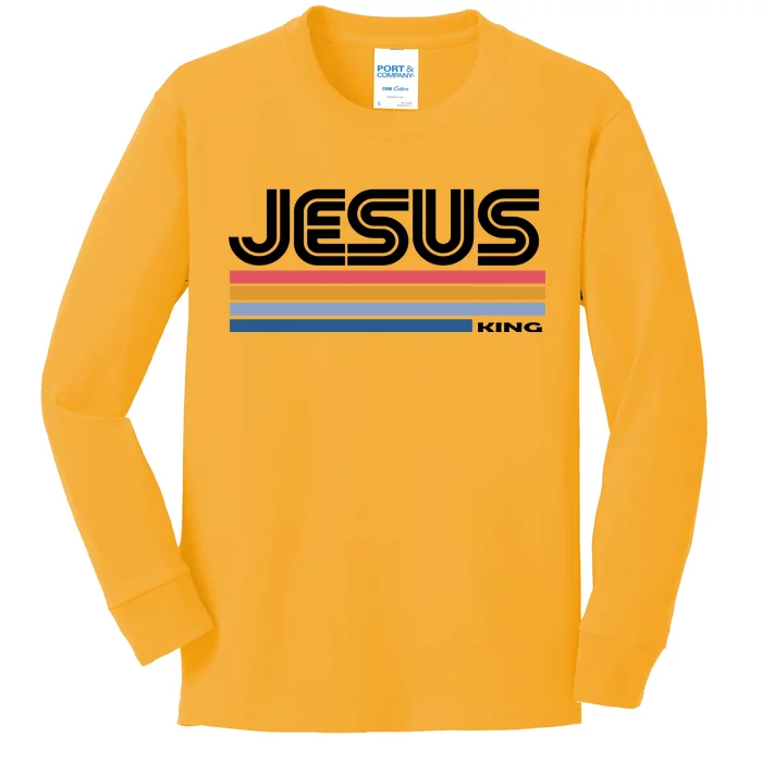 Retro Jesus King Kids Long Sleeve Shirt