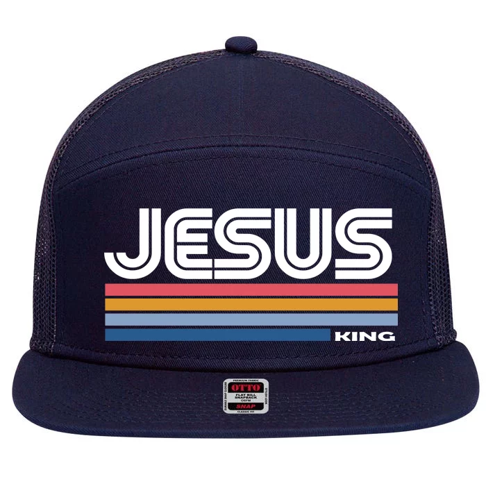 Retro Jesus King 7 Panel Mesh Trucker Snapback Hat