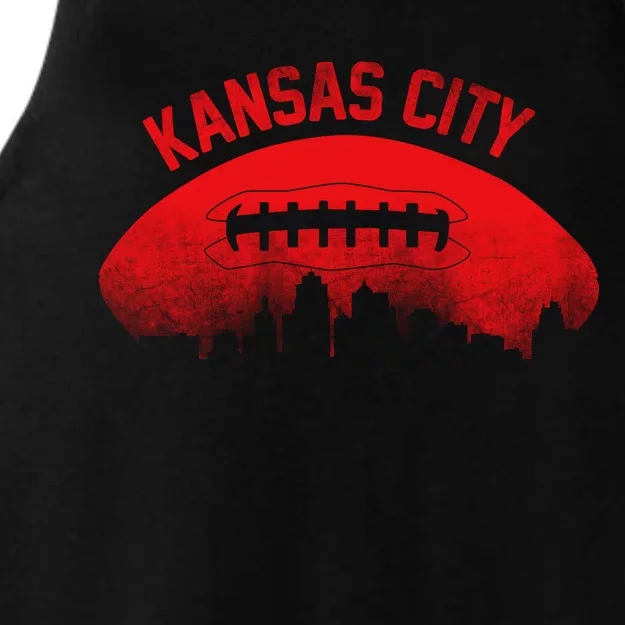 Retro Kansas City Football Skyline Ladies Tri-Blend Wicking Tank