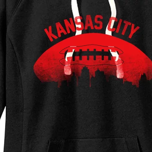 Retro Kansas City Football Skyline Women's Fleece Hoodie