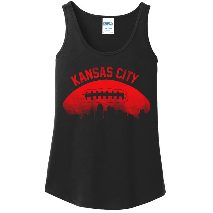 Retro Kansas City Football Skyline Ladies Essential Tank