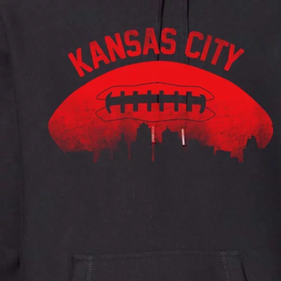 Retro Kansas City Football Skyline Premium Hoodie