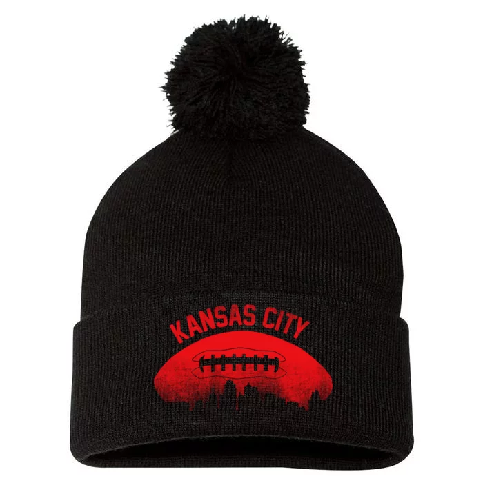 Retro Kansas City Football Skyline Pom Pom 12in Knit Beanie