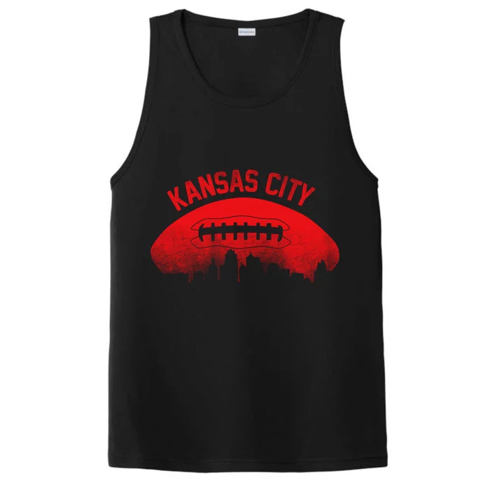 Retro Kansas City Football Skyline Performance Tank