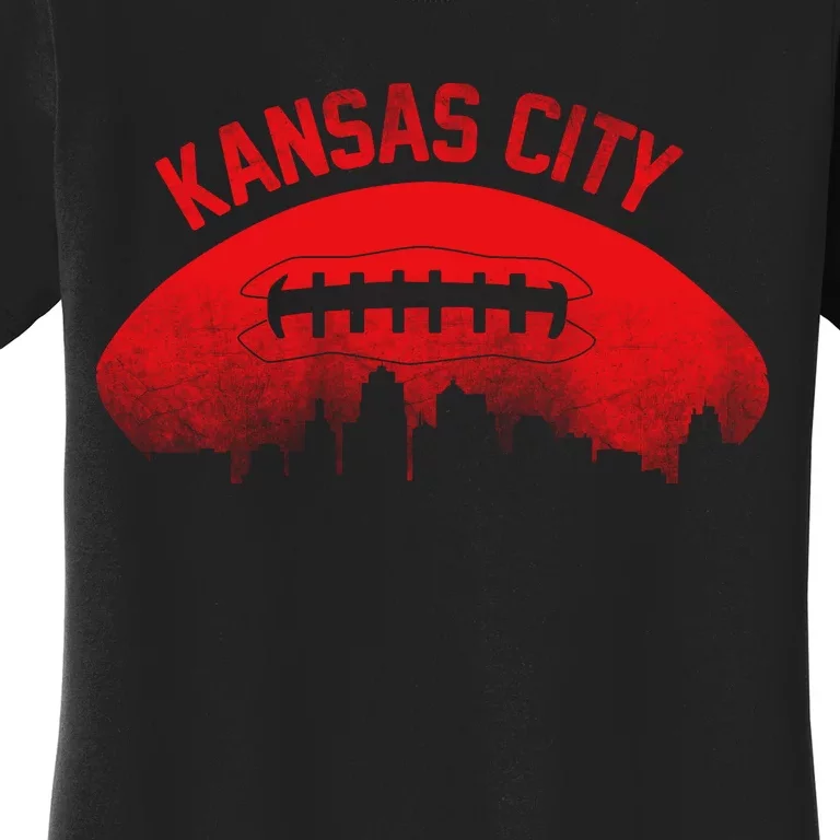 Retro Kansas City Football Skyline Women's T-Shirt